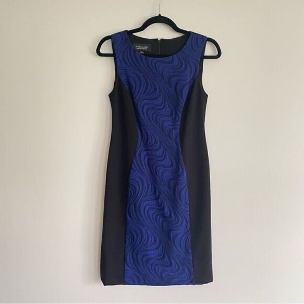 Evan Picone Black Label Blue Black Sleeveless Sheath Dress Women’s Size 2